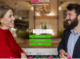 LoveScout 24-Screenshot, so sieht die Startseite aus